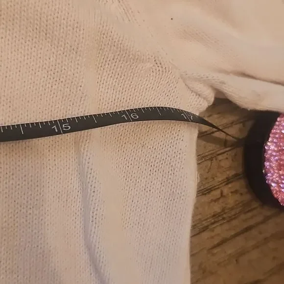 J. Crew Cream Crew Neck Sweater Size M Bell Sleeve - Picture 3 of 9